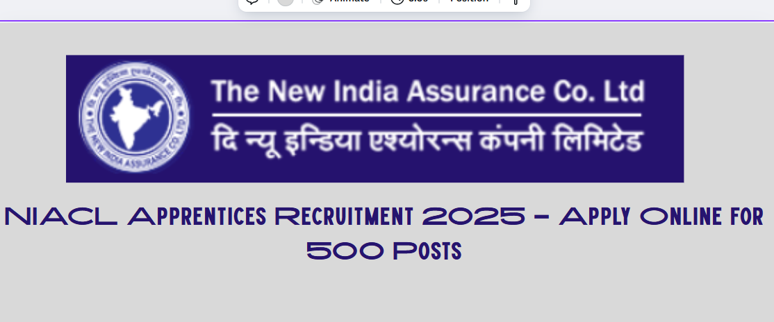 NIACL Apprentices Recruitment 2025 - Apply Online for 500 Posts