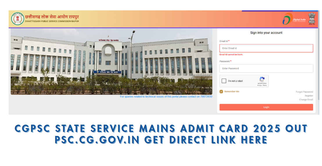 CGPSC State Service Mains Admit Card 2025 Out psc.cg.gov.in Get Direct Link Here