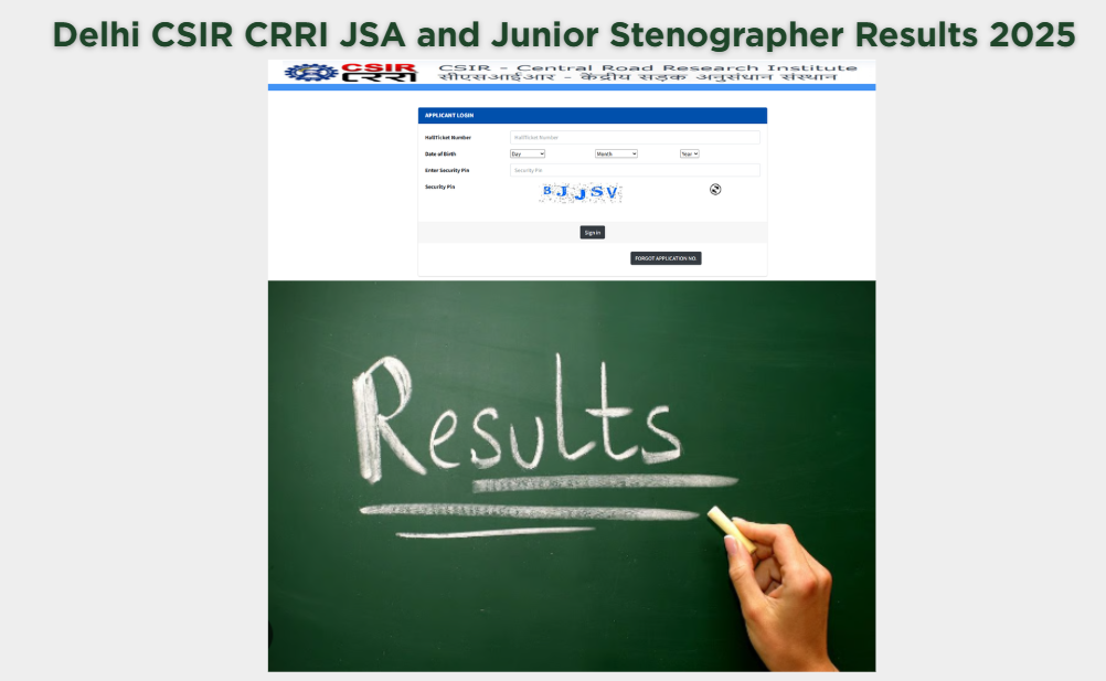 Delhi CSIR CRRI JSA and Junior Stenographer Result 2025 Out at crridom.gov.in, Direct Link to Download Result PDF Here