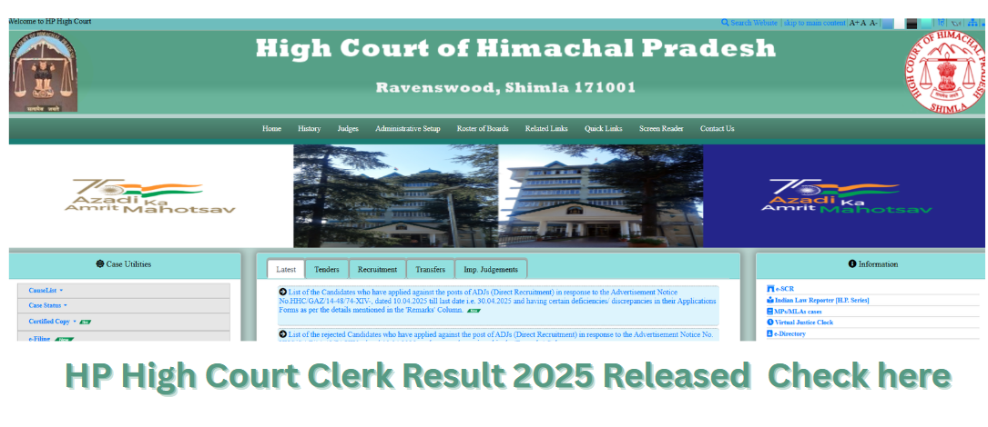 HP High Court Clerk Result 2025 Out at highcourt.hp.gov.in, Direct Link to Download Result PDF Here