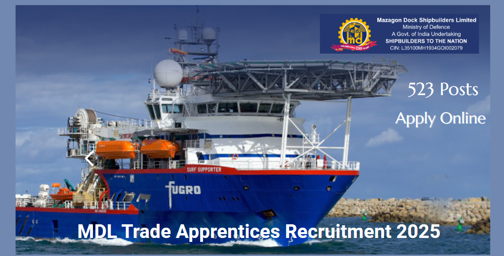 MDL Trade Apprentices Recruitment 2025 - Apply Online for 523 Posts
